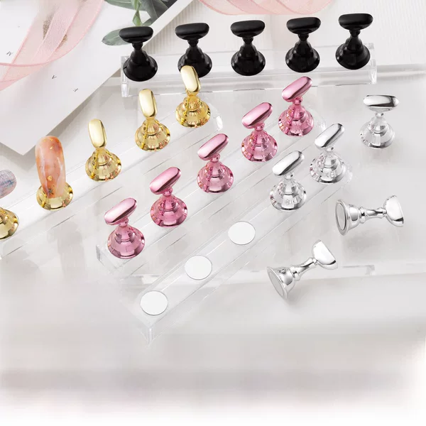 New Manicure Practice Manicure Transparent Acrylic Strip Base Display Bracket Chess Piece Magnetic Beat Manicure Tool