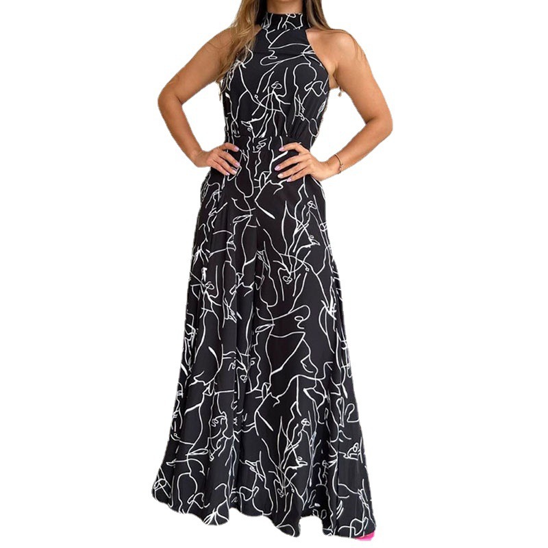 2025 primavera Amazon ropa de mujer europea y americana elegante cintura alta sin mangas cuello redondo sexy pantalones anchos monos europeos y americanos mujeres image 7