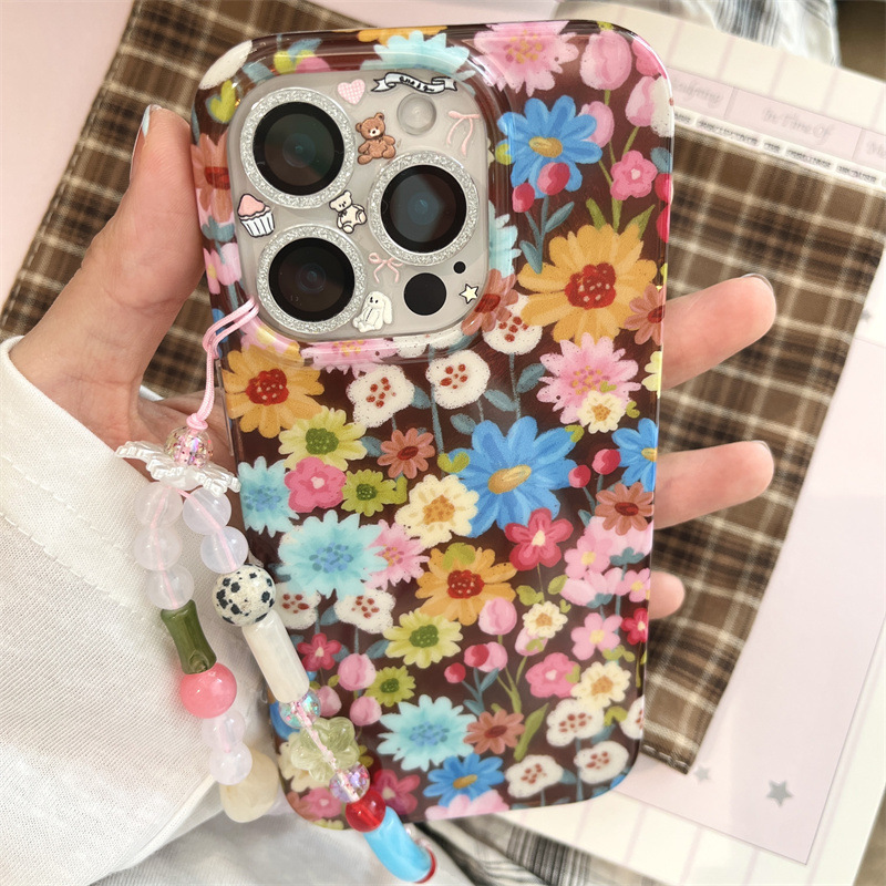 早秋复古彩色花朵适用iPhone16苹果15ProMax/14/13手机壳新款小众|undefined