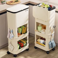 キッチンゴミ箱家庭用新しい大型大容量取り外し可能な二層高スタイル腰をかがめない多機能ラック