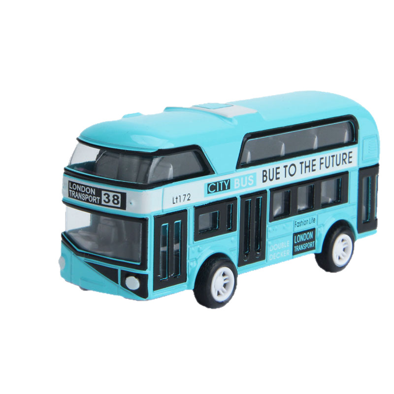 TikTok Los fabricantes de automóviles de juguete para niños suministran el modelo de simulación de autobús de dos pisos Tire hacia atrás el logotipo fijo del automóvil de aleación