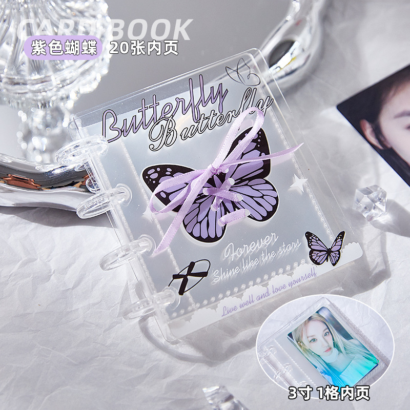 Álbum de tarjetas acrílicas con correa de ballet 2025 Álbum de fotos con hebilla de hongo de alto valor Polaroid de 3 pulgadas almacenamiento de tarjetas pequeñas