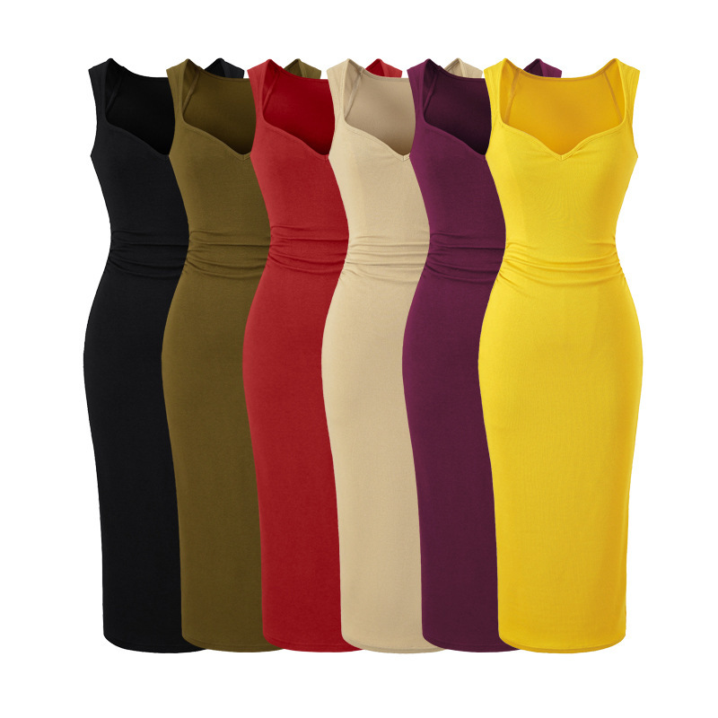 Figure-flattering purple wide-strap V-neck pleated dress for women, sleeveless bodycon long dress for spring and summer Figure-flattering purple wide-strap V-neck pleated dress for women, sleeveless bodycon long dress for spring and summer