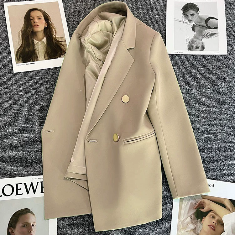 Autumn white fitted suit, jacket, high-quality style