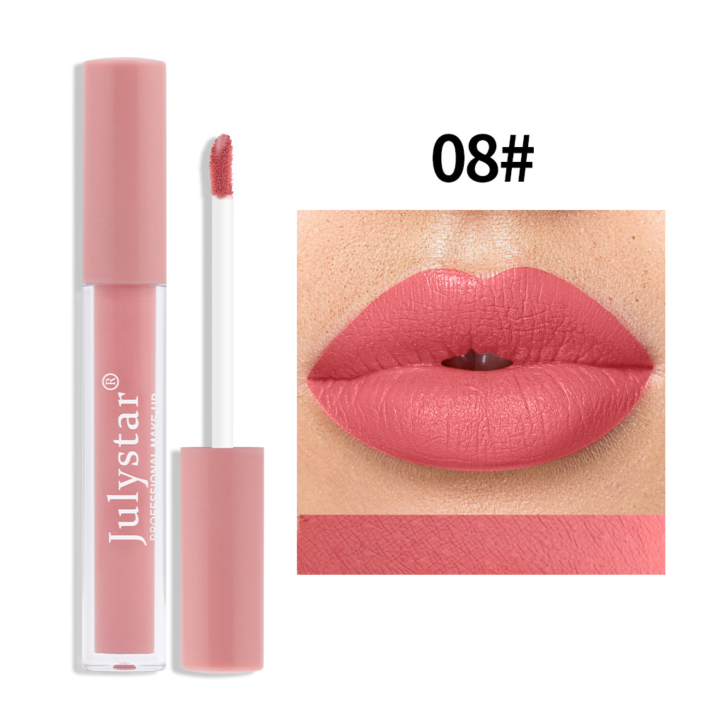 Make-up-Lippenstift für Frauen, langlebig, verblassend, klebt nicht an den Körbchen, reine Farbe, mattes Finish, feiner Tuben-Lipgloss_voghion.com