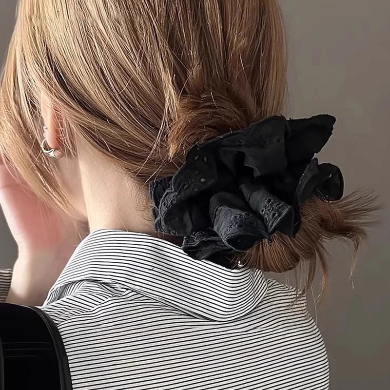 encaje blanco anillo de cabello de intestino grueso mujer sensación alta bola cabeza de cabello de cola de caballo temperamento atado cabello de cabello adornos de cabello