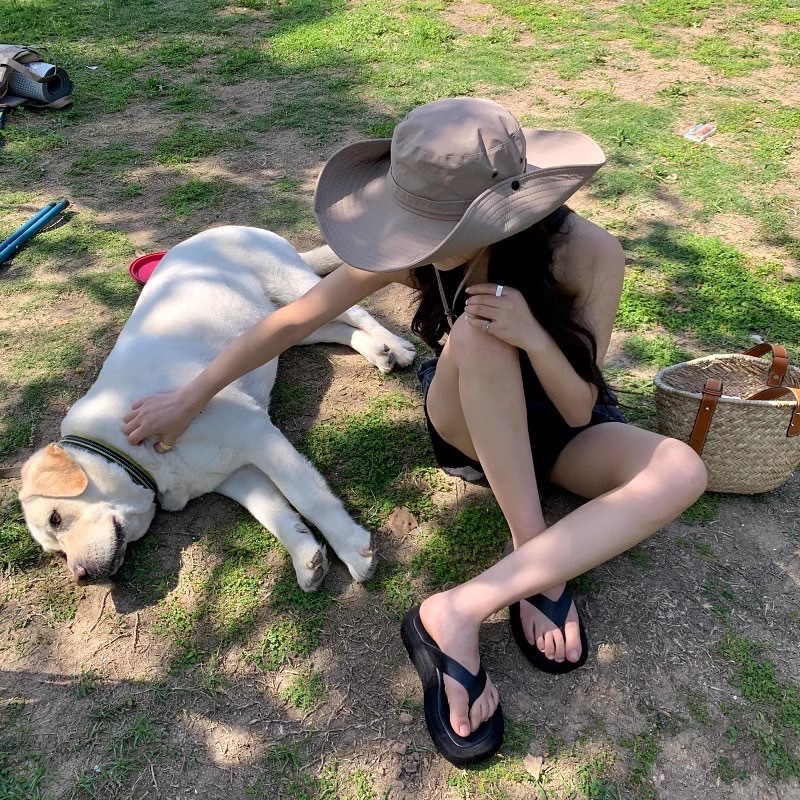 Sunshade summer outdoor sun protection, denim fisherman hat, breathable quick drying, UV resistant female hiking,_voghion.com