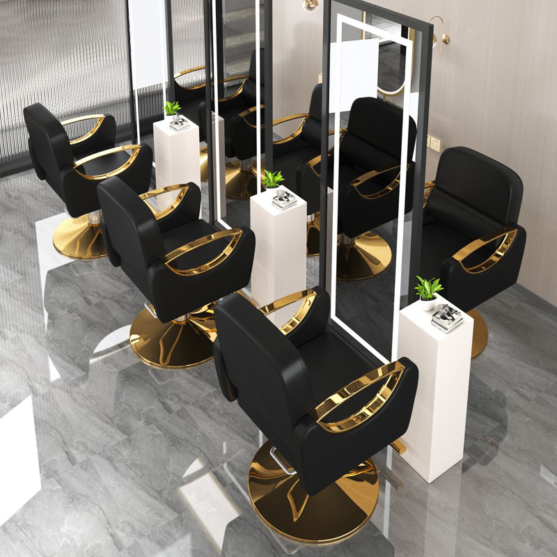 Silla de peluquería para barbería, silla ajustable para cortes y tintes, silla de salón, silla de barbero reclinable de cuero simple.