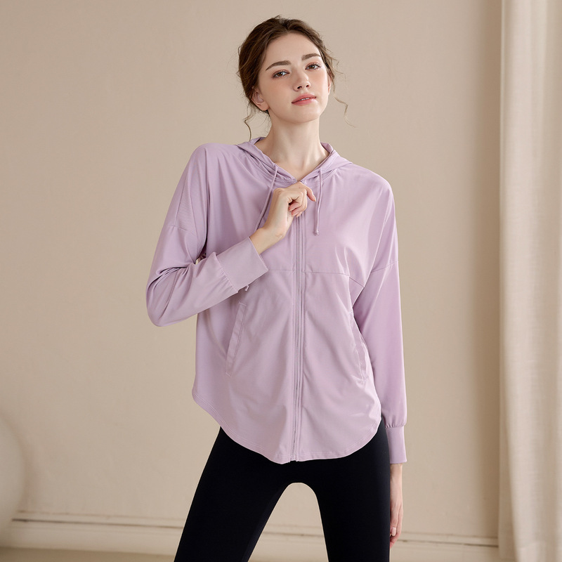 Loose Slim Sports Coat Women's Large Size Casual Running Blouse Hooded Hip-Hop Yoga Fitness Top