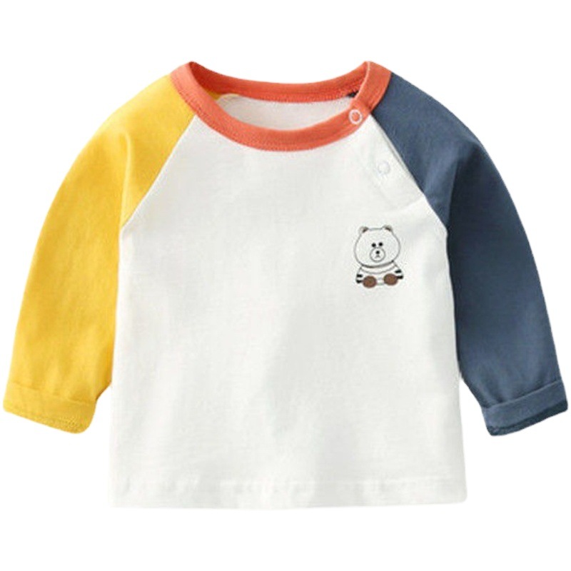 赤ちゃんの春と秋のtシャツの長袖の純綿はかわいいです。