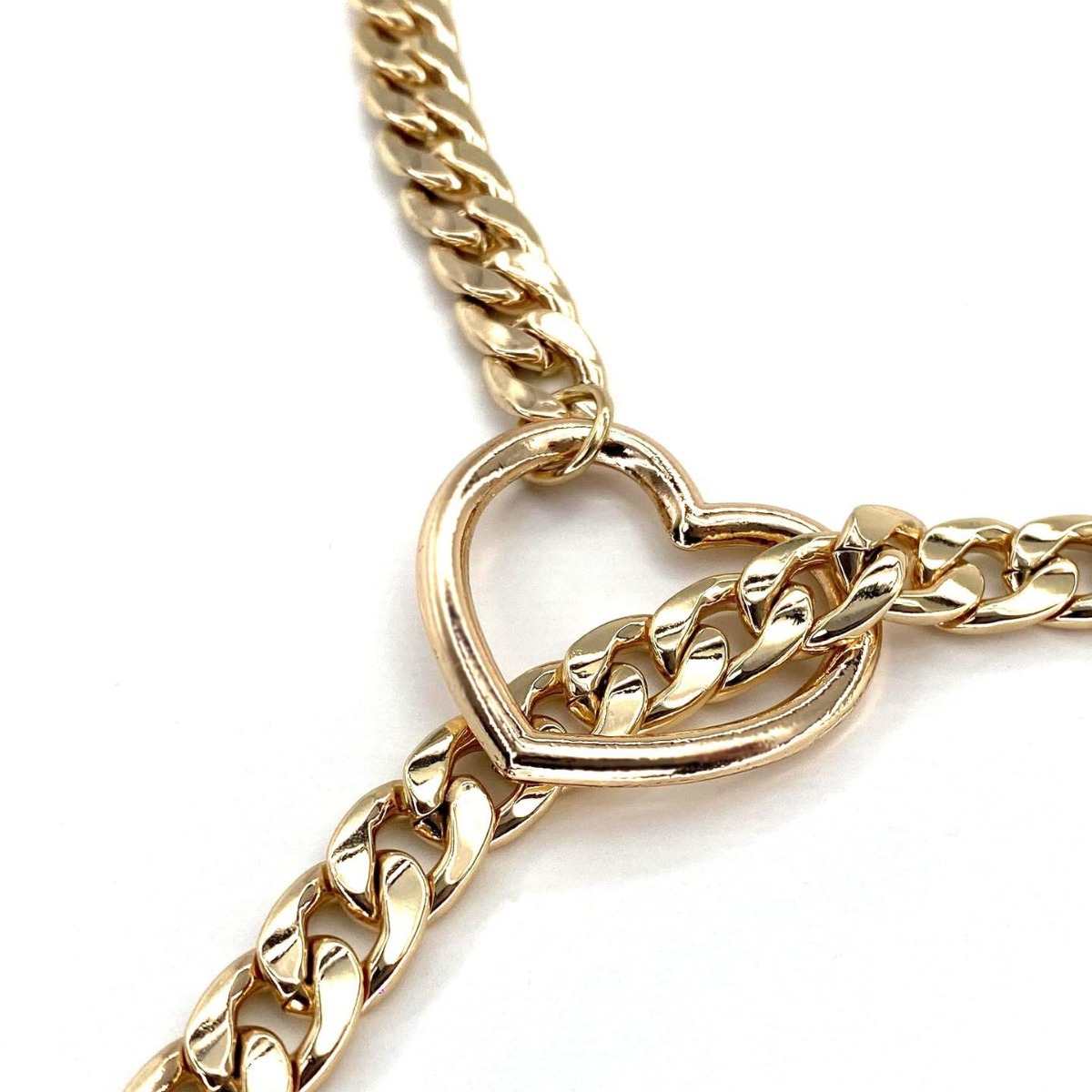 Collar Lina Girl Brass chapado en oro auténtico, de gran venta, con diseño cruzado, anillo de moda en forma de corazón, estilo punk, rock, cubano, largo._voghion.com