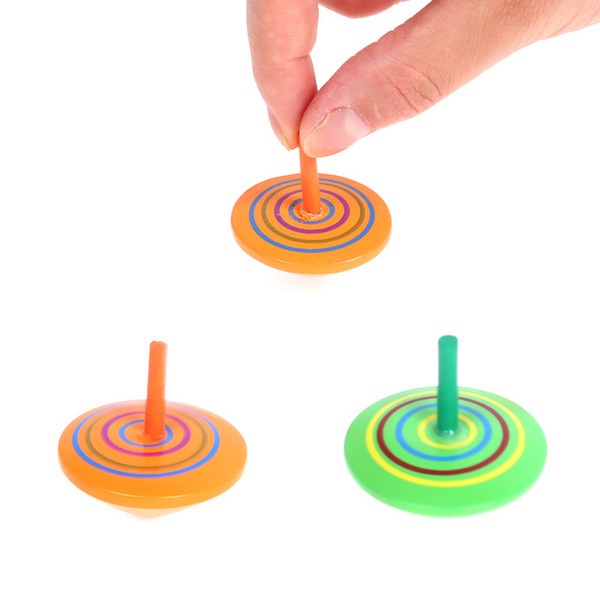 Wooden rainbow table spinning top