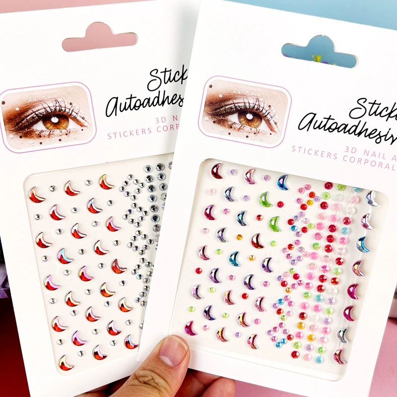 Трансграничные глаза Diamond Moon Eye наклейки для макияжа сценические круглые самоклеящиеся трехмерные клейкие Детские AB яркая Алмазная бумага