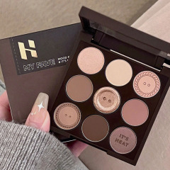 Trendy 9-Color Knitted Eyeshadow Palette with Button Holes: Matte, Low-Saturation, Deep Milk Tea, Oatmeal, and Earthy Shades—Cross-Border Purchase
