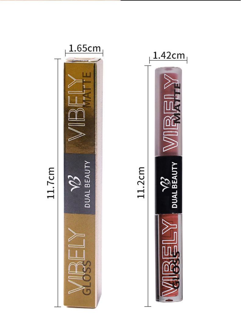 VIBELY, a double-headed water gloss mirror lip gloss, matte non-stick cup, matte lip gloss, whitening, film-forming and lip setting undefined