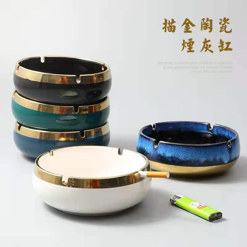 Large electroplate ceramics ashtray Chinese style originality ceramics household a living room Office ashtray Promotion gift