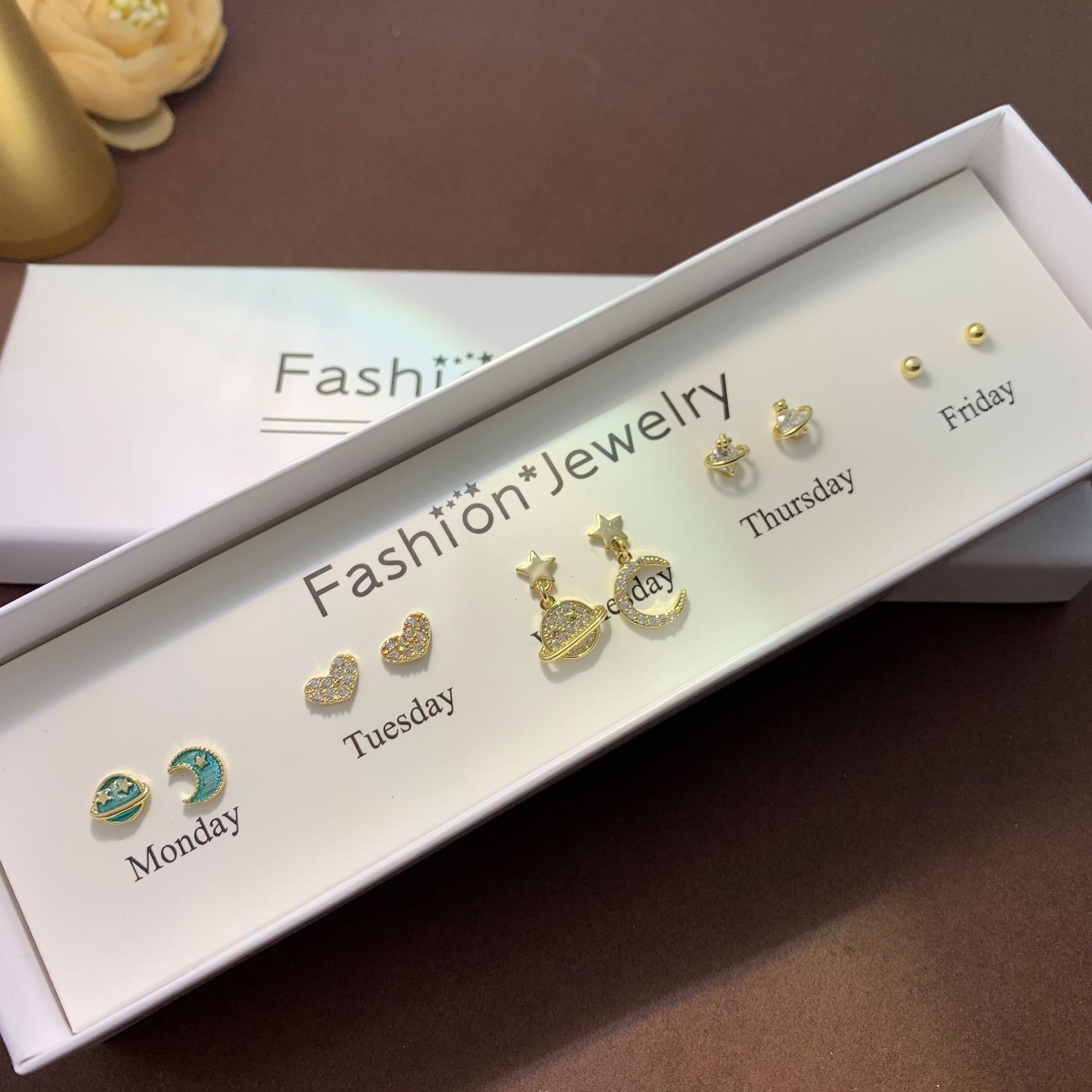 95g Weight Copper Ear Needle Material Zircon Inlay Material Ear Studs Classification 1 Set Quantity Daily Occasion Copper Material Star, Bow Knot Pattern All Seasons Season Women'S Gender Inlay Design Cute Style 1 Set Cute Star Bow Knot Inlay Copper Zircon Ear Studs 10