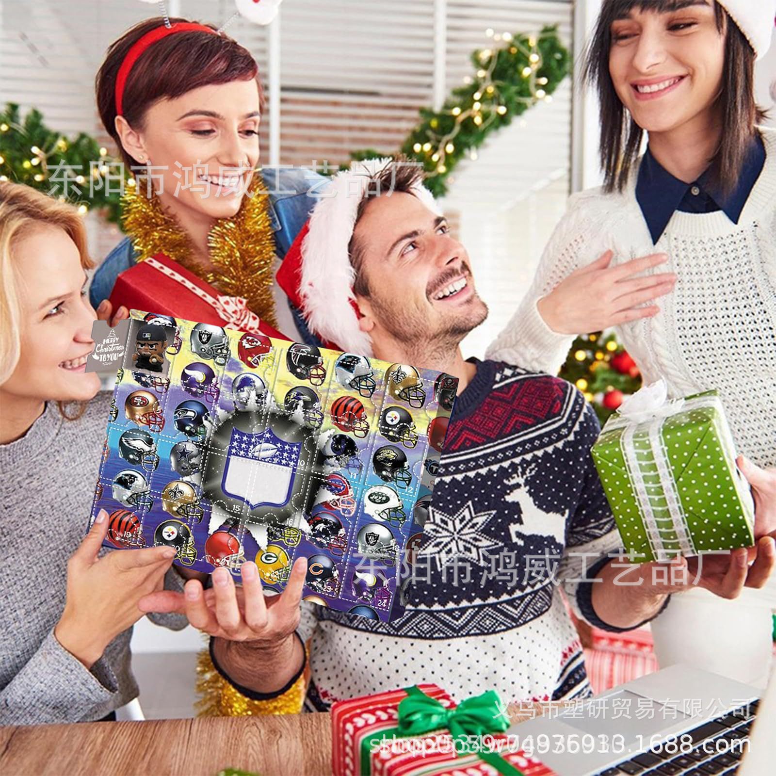 Calendario de Adviento NFL en Caja Ciega de PVC, para Navidad