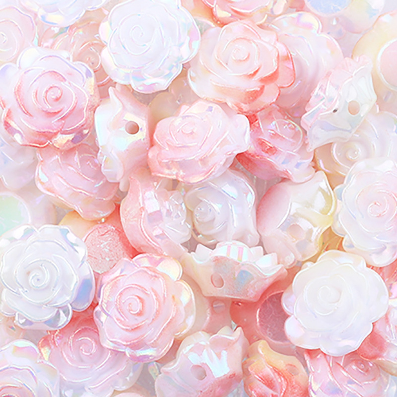 AB galvanoplastia agujero medio color rosa DIY crema pegamento accesorios de resina horquilla pequeña joyería material al por mayor