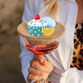 竹木红酒杯盖木质保鲜密封盖玻璃瓶马克杯盖防漏木盖圆形竹木盖