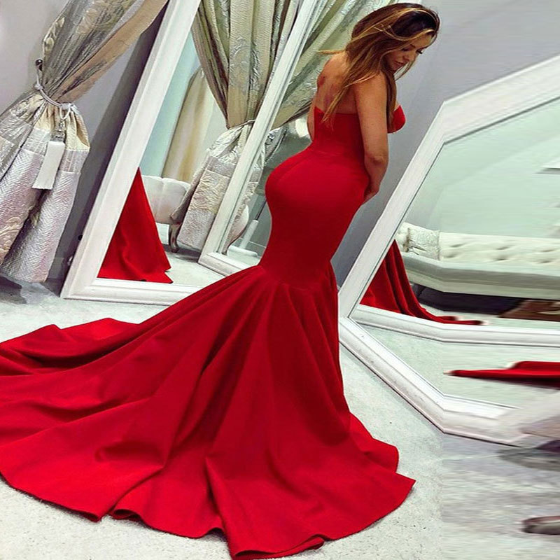 Europa y América Comercio exterior Amazon AliExpress deseo mujeres vestido de noche sexy fishtail tubo superior grande rojo puede ser personalizado image 4