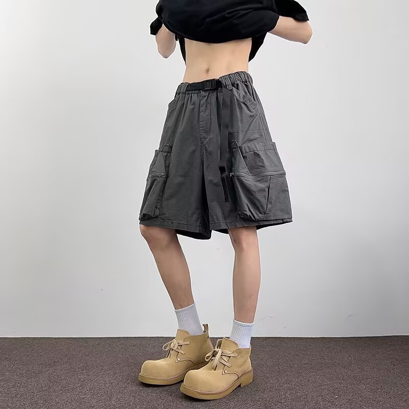 Japanese Retro Trendy Brand Multi-Pocket Pure Cotton Cargo Shorts Men's Summer Functional Loose Straight Five-Point Casual Pants