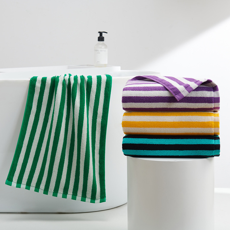 Extra Large and Thickeneded Pure Cotton Colorfulful Stripesd Towel Export Hot Selling Large Towel Adult Household Towel 40*90cm