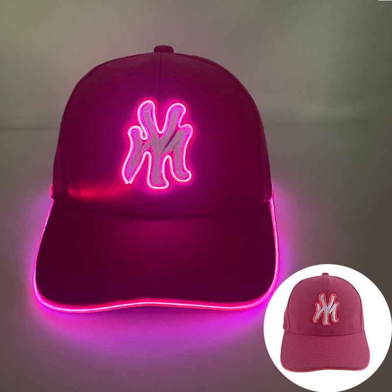 Nuevas letras bordadas LED luminoso MY sombrero de béisbol sombrero de ocio sombrero de sol deportivo al aire libre sombrero de moda luminoso