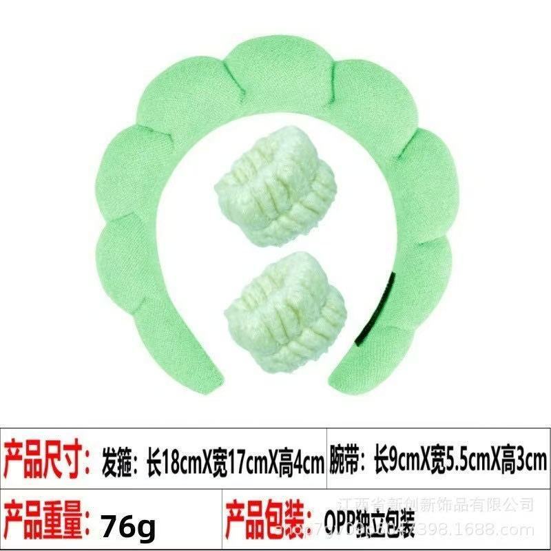 跨境海绵云朵发箍批发高颅顶高级感毛巾布麻花女士洗脸手腕带头箍|undefined