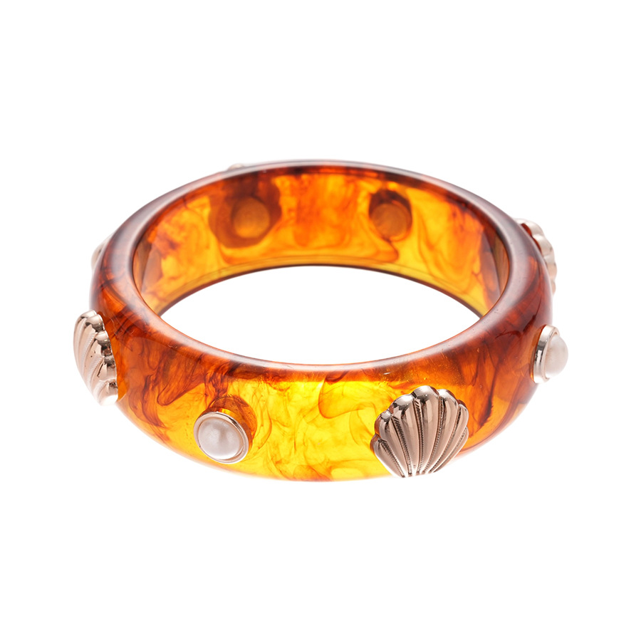 Europa y los Estados Unidos transfronterizos resina de perla geométrica pulsera redonda retro exagerada personalidad nicho de alta sensibilidad brazalete temperamento image 6