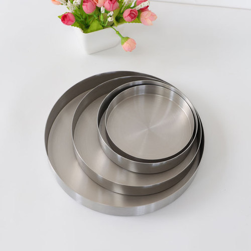 Nordic stainless steel primary color disc metal silver tray storage tray ornaments tray round tray fruit tray