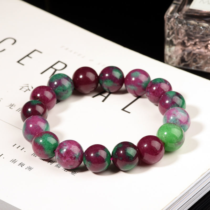 智贝详情图_3天然水晶红绿宝手链红宝石单圈手串男女款首饰品玉