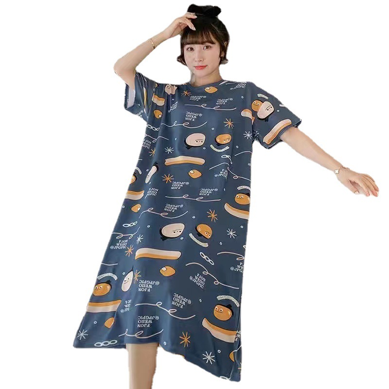 Nuevo pijama de talla grande pijama de verano para mujer camisón de dibujos animados lindo suelto manga corta para mujer ropa de maternidad para el hogar