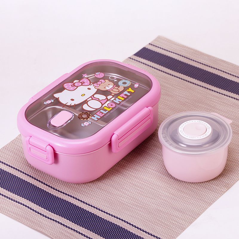 Caja de almuerzo de dibujos animados con tazón de sopa 304 compartimiento de acero inoxidable caja de almuerzo grado alimenticio empleado de oficina estudiante caja de almuerzo portátil