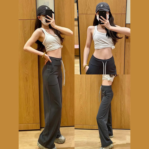 lulu yoga pants straight elastic high waist wide leg pants loose fitness running casual outdoor sports pants women autumn