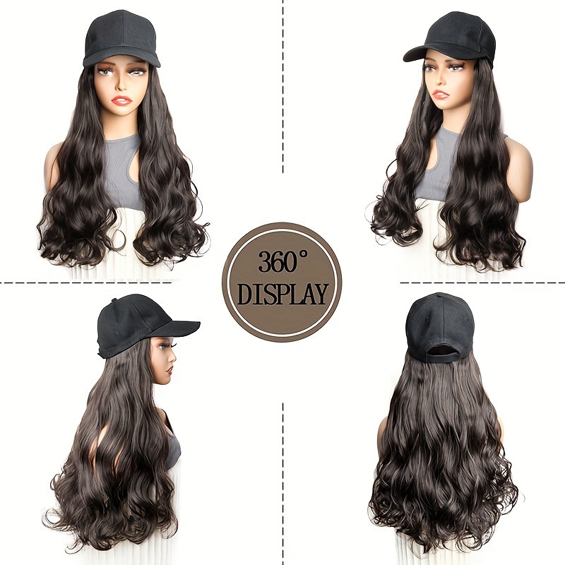 Perucas de comercio exterior transfronterizo sombrero pelucas de cabello largo ondulado grande sombrero de moda europea y americana pelucas