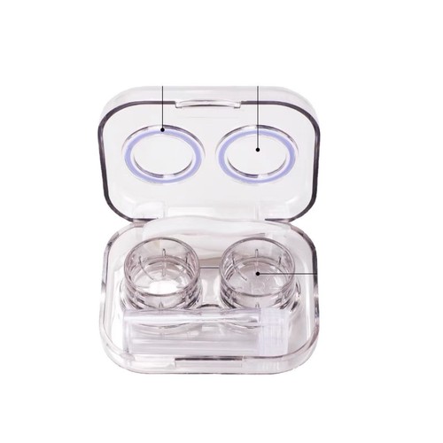 Contact lens case, transparent contact lens case, all-in-one box, no need to twist the lid, cute companion box, easy to carry, clean and hygienic
