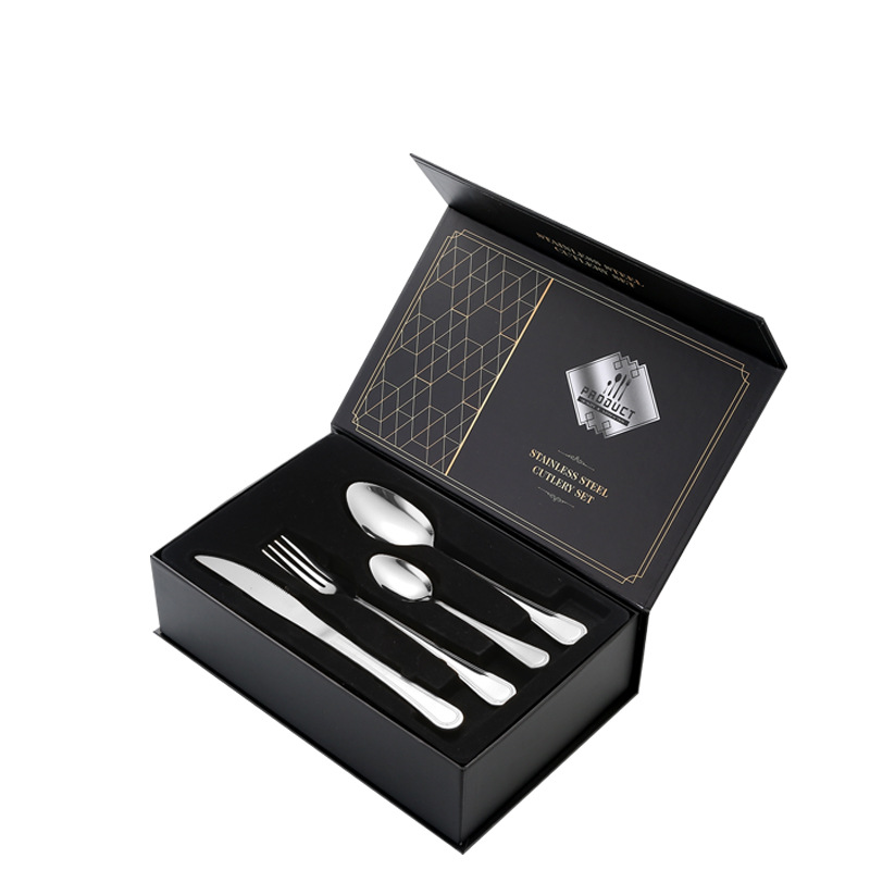 Cuchillo y tenedor de acero inoxidable cuchillo y cuchara de venta transfronteriza conjuntos de 24 piezas conjuntos de doble línea de suministros de hotel caja de regalo conjuntos de cubiertos