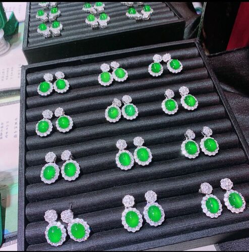 Ice chrysoprase grand pigeon egg 925 silver earrings fashionable agate women's jade earrings earrings wholesale
