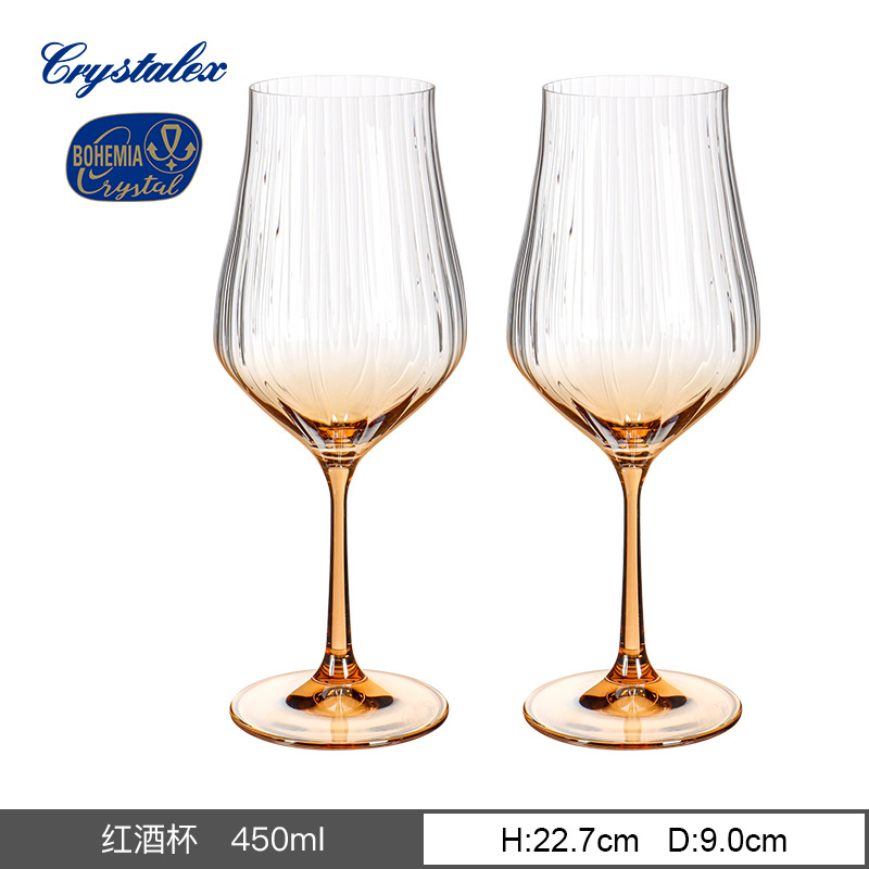 Vaso de cristal sin plomo importado de la República Checa, taza de pie alto vertical, simple nórdica, simple tulipán, vino tinto, agua doméstica image 12