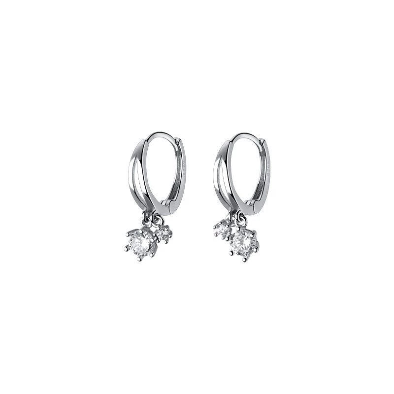 Серьги серебро 925 образец — корейский минимализм, простая элегантная zirconia капля