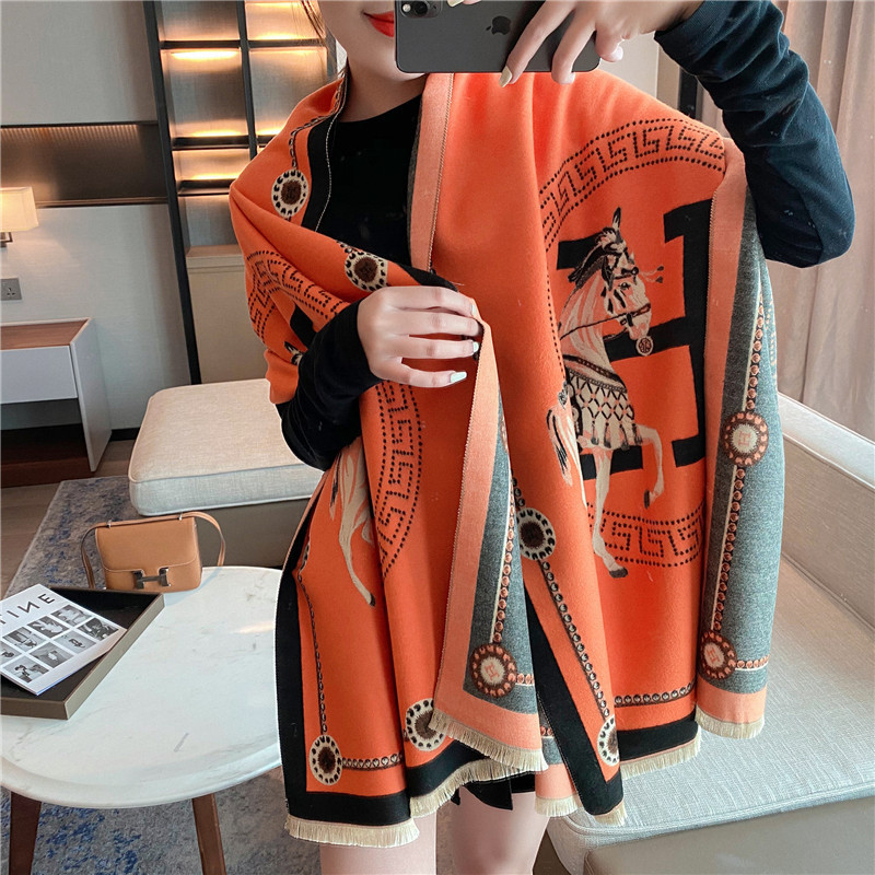 2022 Women's Scarf for Autumn and Winter, Thickened and Warm, Faux Cashmere Air Conditioning Shawl, Versatile Cold-Proof Chain Fashion Ol 2022 Women's Scarf for Autumn and Winter, Thickened and Warm, Faux Cashmere Air Conditioning Shawl, Versatile Cold-Proof Chain Fashion Ol