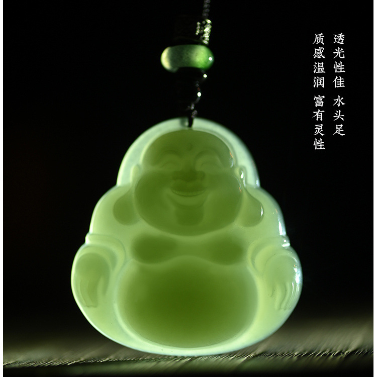 신장 외부 몽골 소재 MAITREYA 펜던트 큰 배꼽 부처님 호수 물 녹색 부처님 옥 펜던트 패션 전국