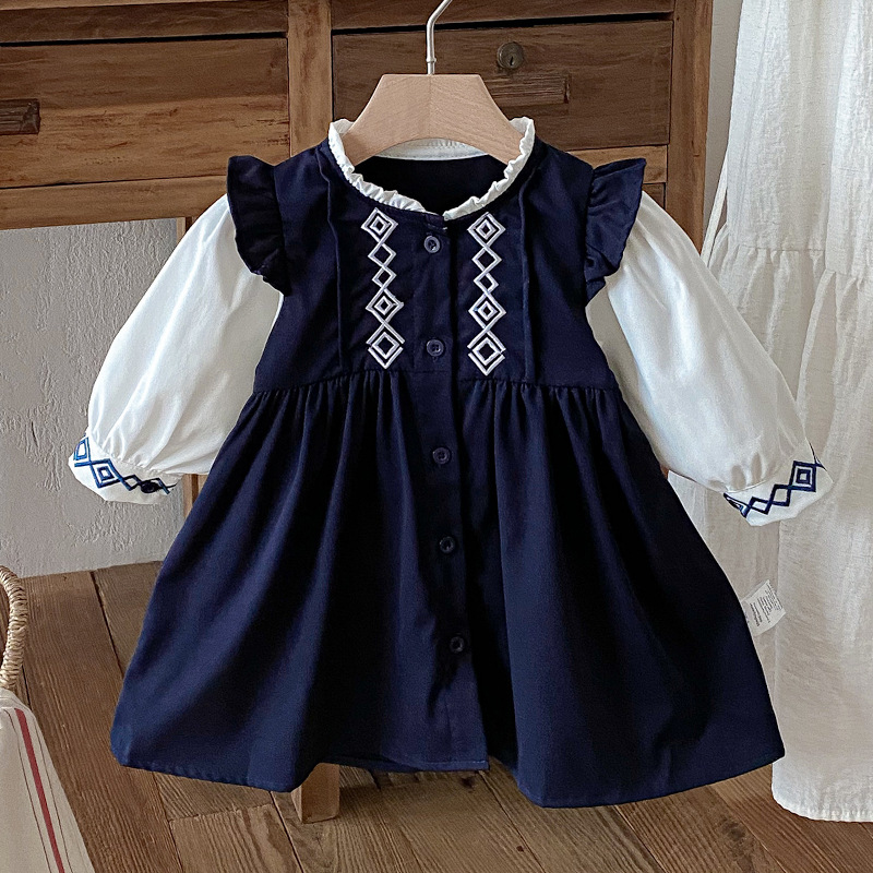 女童2025春秋新款灯芯绒背心连衣裙套装儿童公主裙洋气可爱女现货