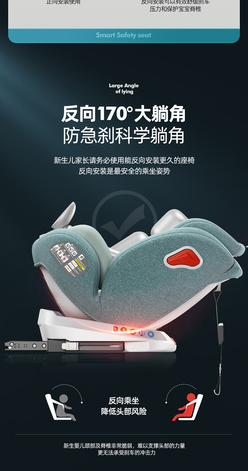Child Seat Car Baby Car 360-Degree Rotating Seat 0-12 Years Old Can Sit and Lie down Cotton