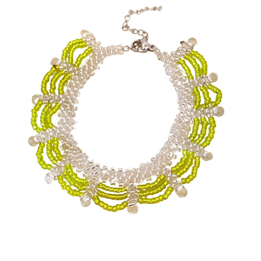 Cuentas de vidrio cuentas collar de encaje ligero lujo nicho cadena de clavícula pequeña fresca viento retro conjunto de joyería temperamento al por mayor