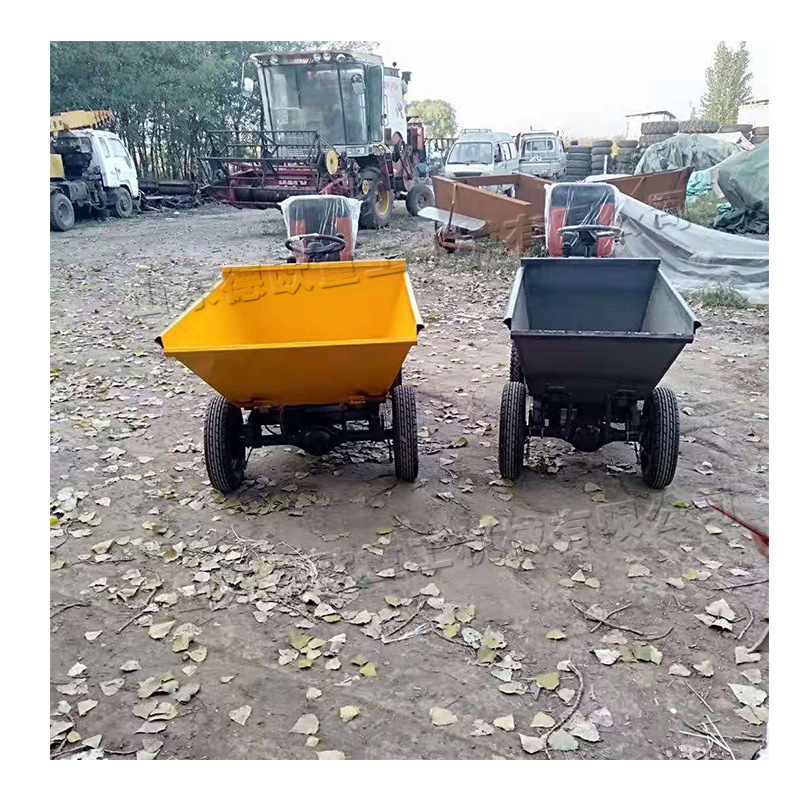 四轮橡胶充气胎翻斗车 电动工程物料运输装卸车 工地前翻灰斗车