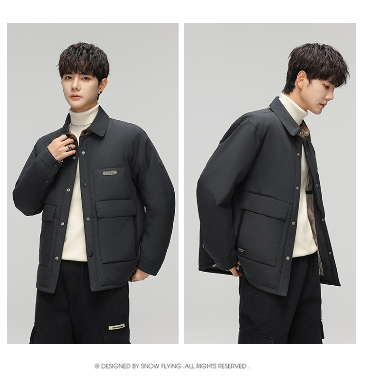 Men's Down Jacket Lapel Collar Warm Casual Winter Coat For Men_voghion.com