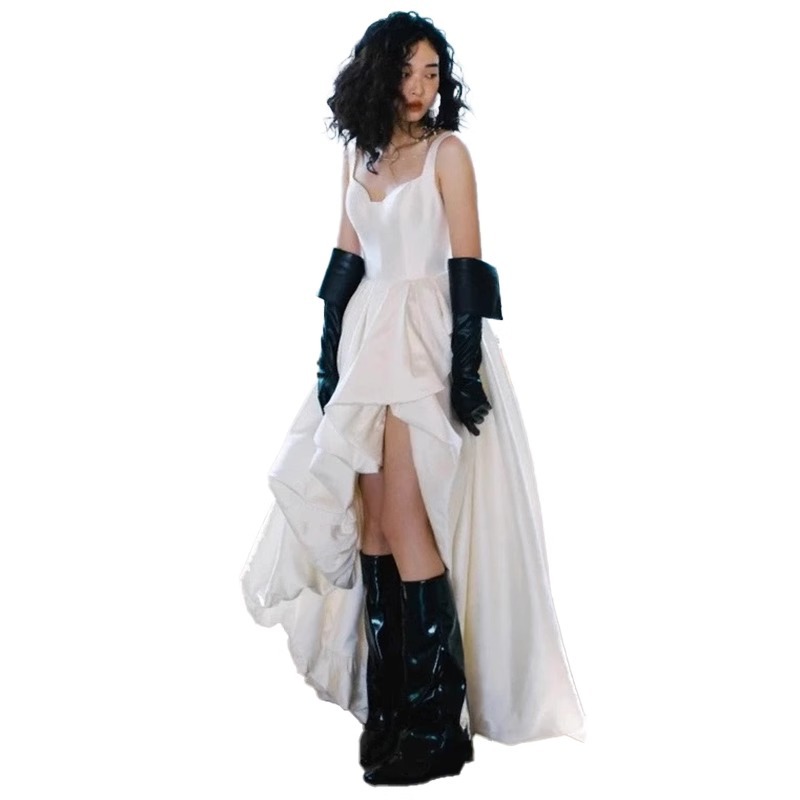 Abito da sposa con spalline alla francese 2026, nuovo abito da viaggio elegante e leggero in raso di alta qualità, stile Mori, per donna_voghion.com