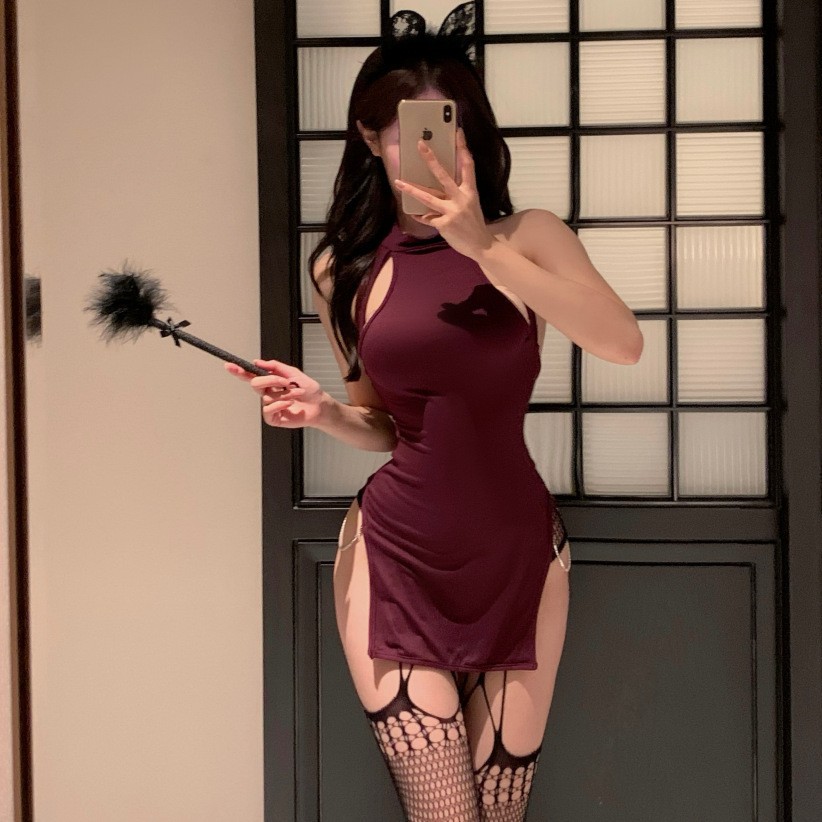 섹시한 란제리 섹시한 복고풍 cheongsam 유니폼 매혹적인 파자마 잠옷 롤 플레잉 열정 무료 순수한 욕망 세트